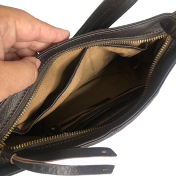 Liz Claiborne Leather Adjustable Strap Chocolate Brown Shoulder Handbag - Picture 6 of 10